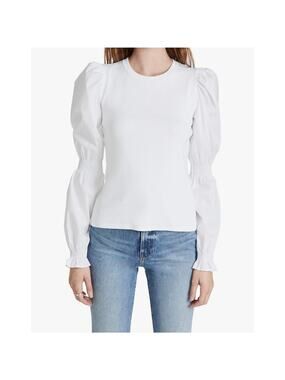 VICTORIA BEARD FAWN WHITE LONG SLEEVE TOP; SIZE XL